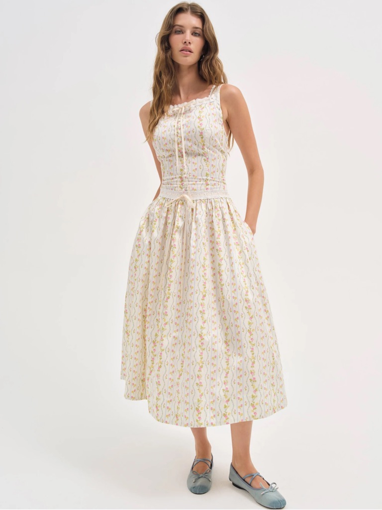 Brigitta Floral Midi Dress - Xl / Ivory